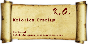 Kolonics Orsolya névjegykártya